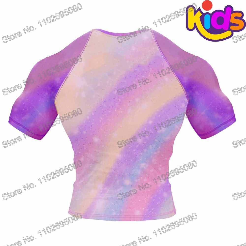 Kids Unicorn Surf Clothing BJJ MMA Boys Rash Guard Short Sleeve Diving T-Shirt Tight Swimwear Summer Beach Floatsuit Girls Tops