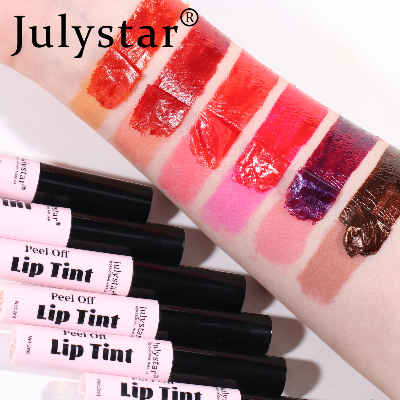 Julystar New Lipstick Tear Off Lip Gloss With Long-lasting Matte Lip Gloss For Women's Cosmetics 6 Color Makeup