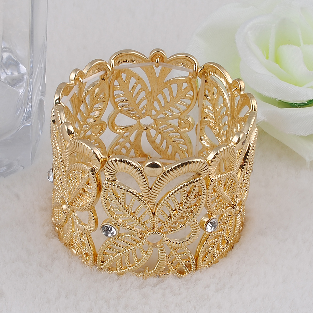 Brand Design Vintage Turkey Hollow Flower For Women Jewelry Size Adjustable Bohemian Cuff Bangles Gifts