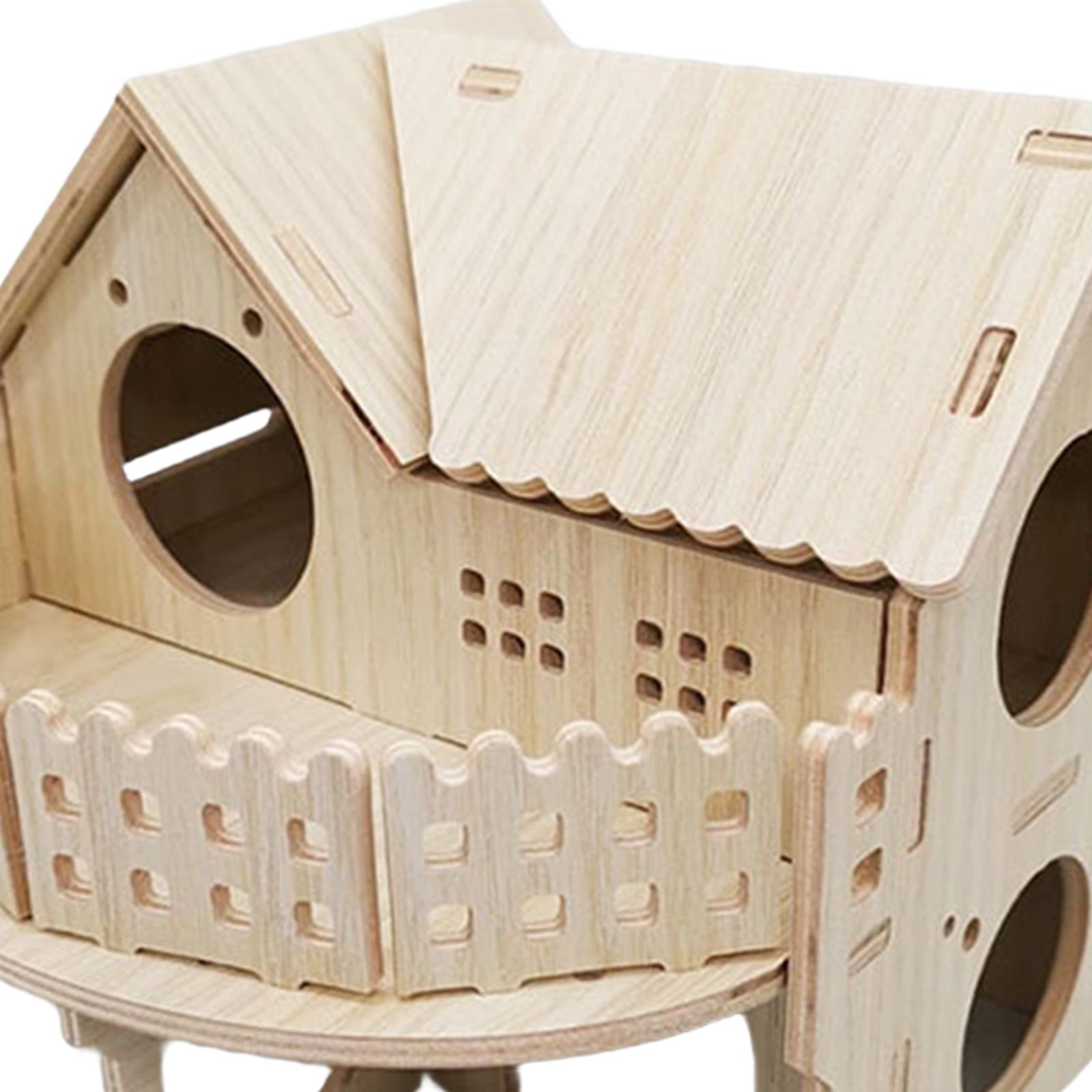 Wooden Hamster House Habitat Decor Gerbil House for Small Pet Hamster Mice