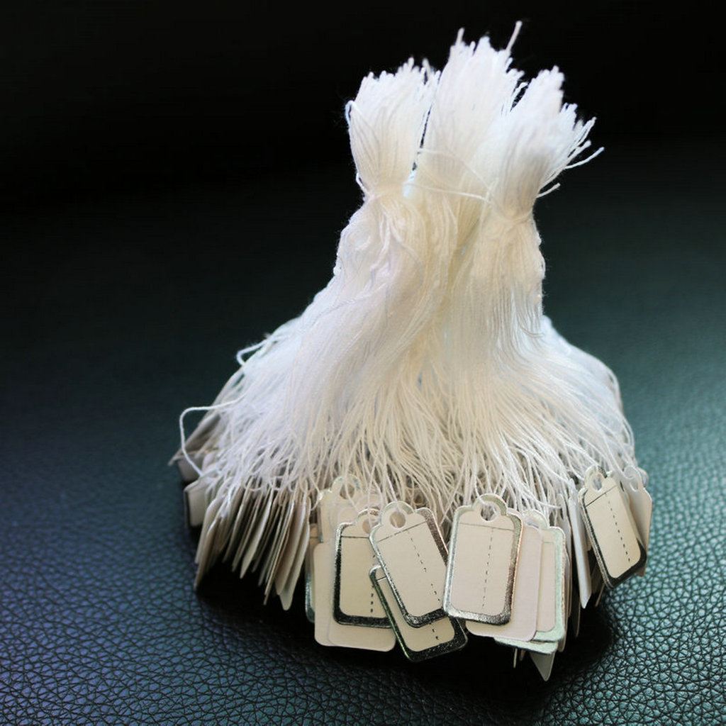 500x Paper Labels Shape Rectangular Tags With Rope Price Tag Wedding Anniversary Luggage Tags 26x14mm