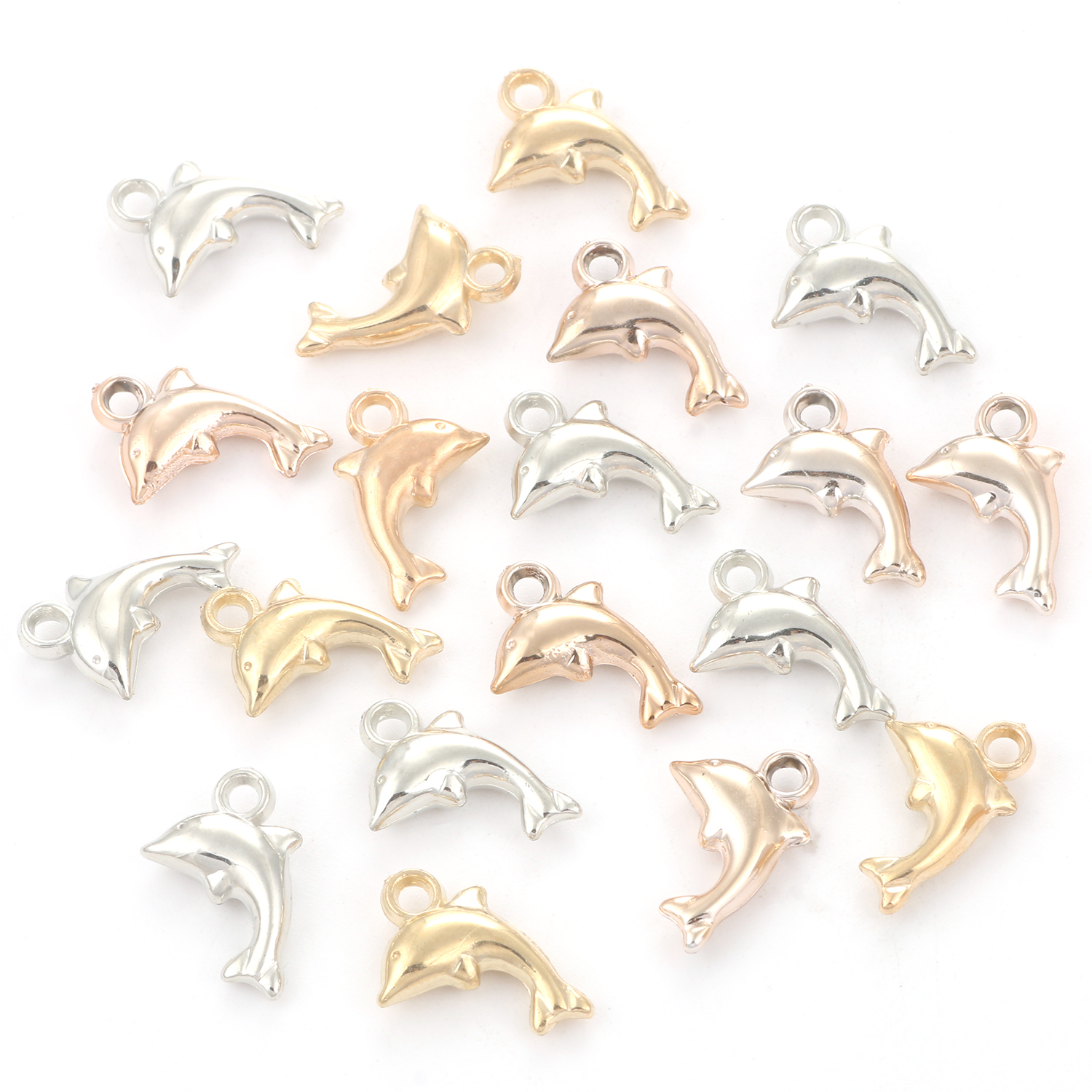 20x13mm Dolphin Shape Gold Silver Color CCB Charms Pendant for Pendant Earring Bracelet DIY Jewelry Making Findings Accessories