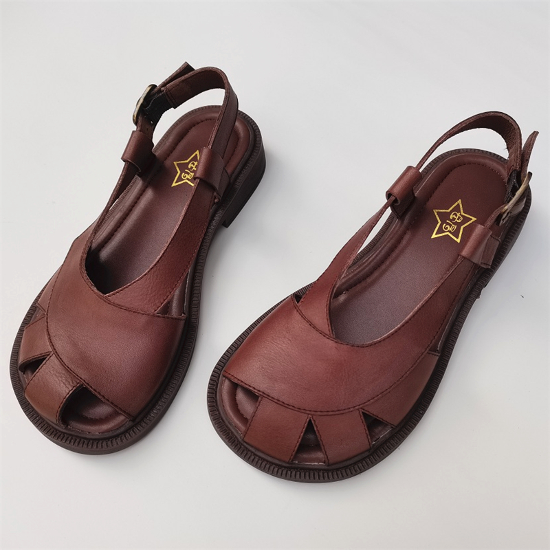 Women's Sandals Ladies Shoes Summer 2011 peep toe Summer Sandals 100% Genuine Leather Woman Flats 2021 Gladiator Sandals