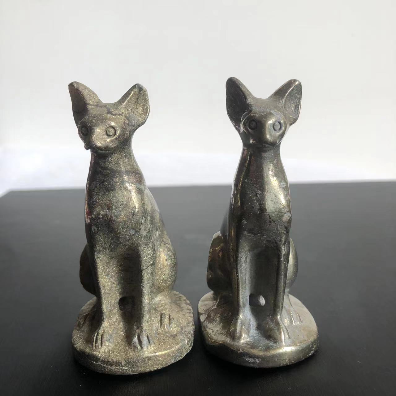 Wholesale 7.5cm Pyrite Egyptian Cat Statue Natural Crystal Carved Cat Gift Small Ornament Sphinx Home Decor