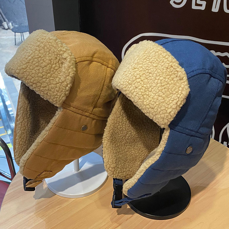 Warm Bomber Hats Earflap Russian Hat Men Women Ear Flap Winter Hat Windproof Cycling Skiing Winter Snow Thicken Cold Hats