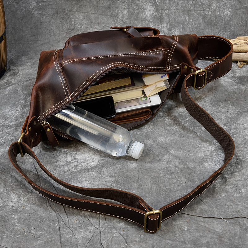 Men's Genuine Backpack - Crazy Horse Leather Daypack For Travel & Laptop New Free Delivery Designer Bag