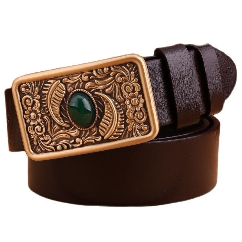 2020 new rhinestone belt men high quality belts for women luxury leaf flower 3.8 cm wide strap full grain 100% genuine leather