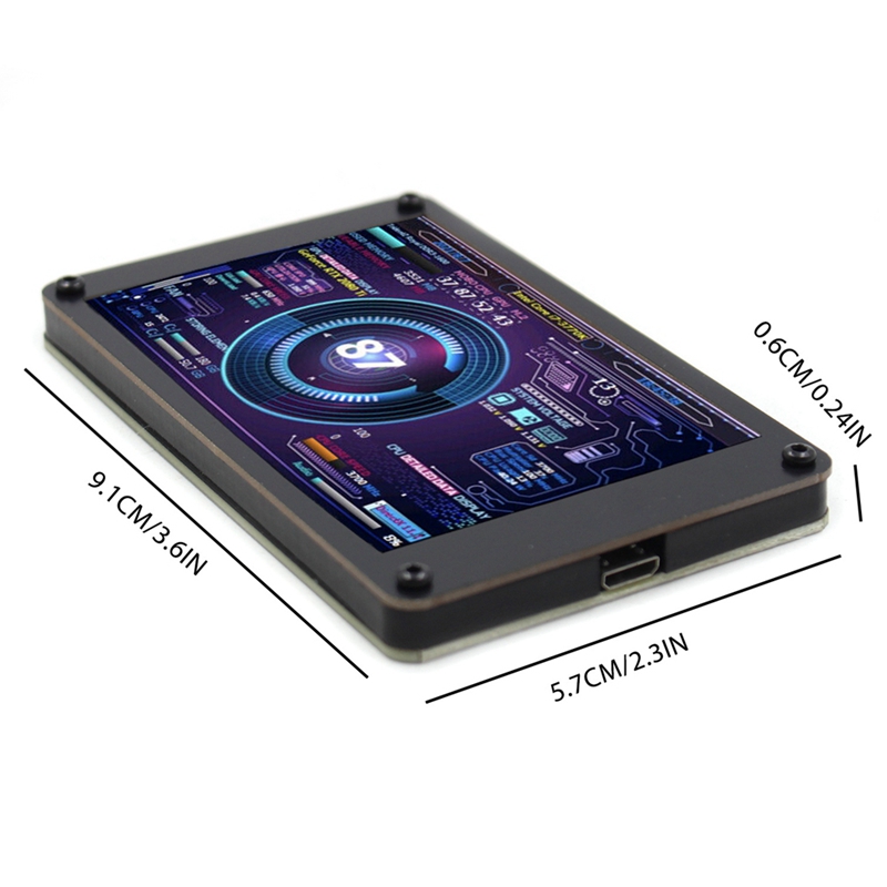 3.5 Inch Computer Monitor Black For Mini ITX Case IPS Secondary Screen CPU GPU RAM HDD Monitoring USB Display Freely AIDA64