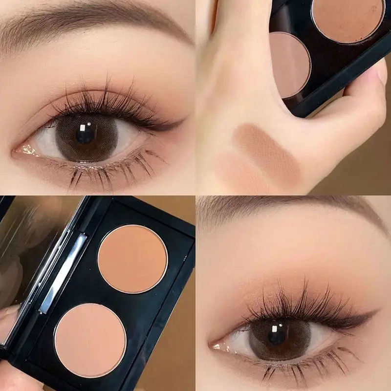 Taro Rose Tea Low Saturation Olive Skin Powder Brown Two-Color Eyeshadow Tray Monochrome Matte Pure Wind Earth Color 240624