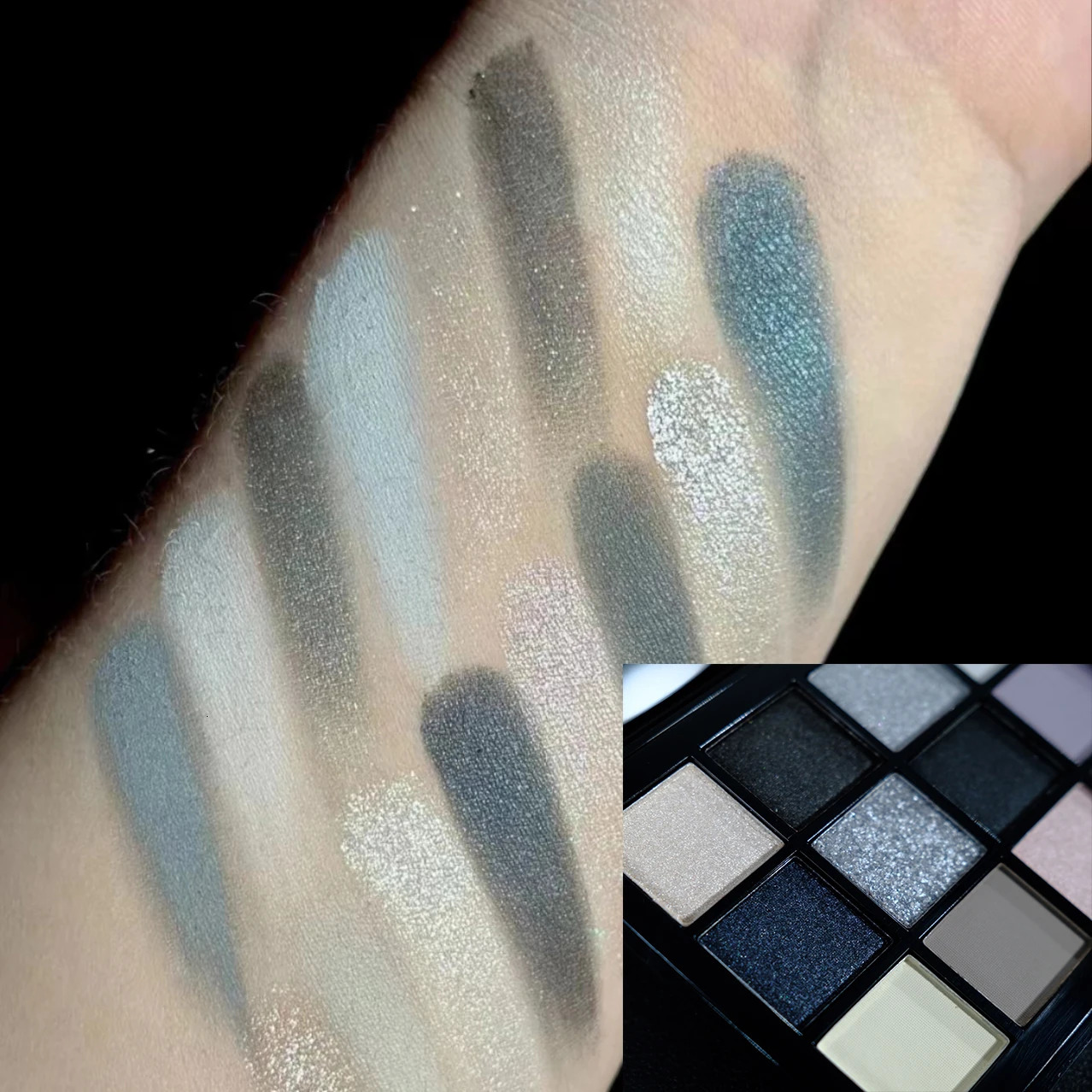 Black Smokey Eyeshadow Palette 15 Colors Punk StyleNeutral Eye Make up Shimmer Pearly Sequin Eyeshadow 240624