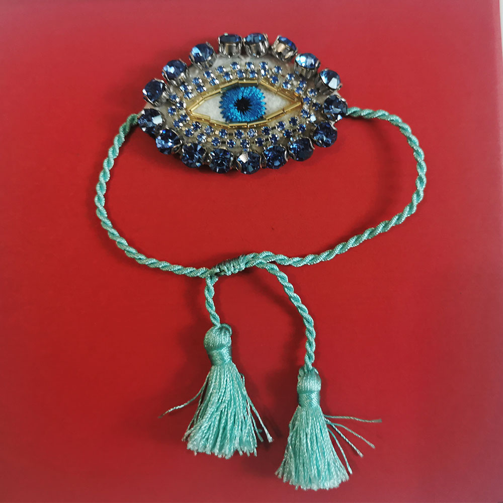 Ethnic crystal embroidery Bracelets Vintage Tassel Adjustable Blue Turkish Evil Eye Bracelets Women Christmas Jewelry wholesale