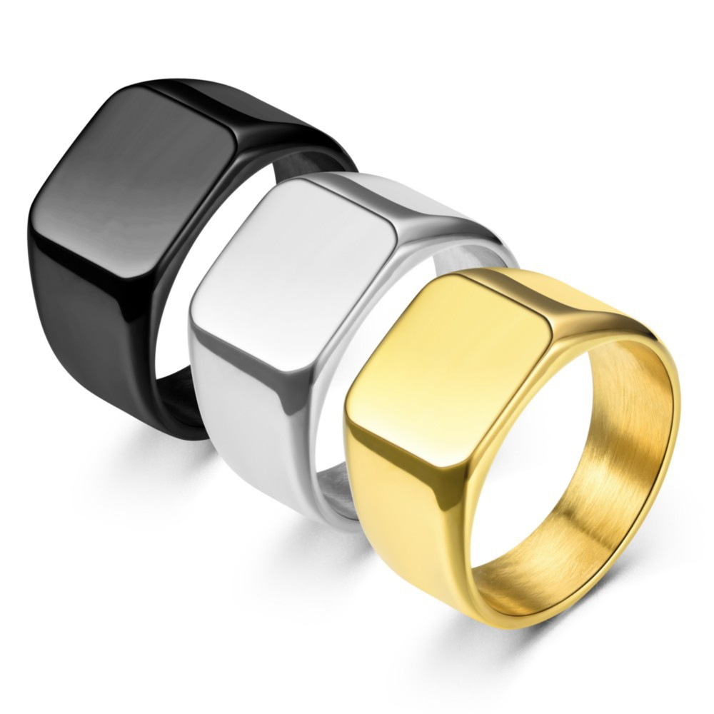 Luxury Gold Silver Stainless Steel Rings for Men Women Smooth Polished Titanium Finger Ring Nice Gift for Boyfriend Husband Father Bridegroom Jewelry 