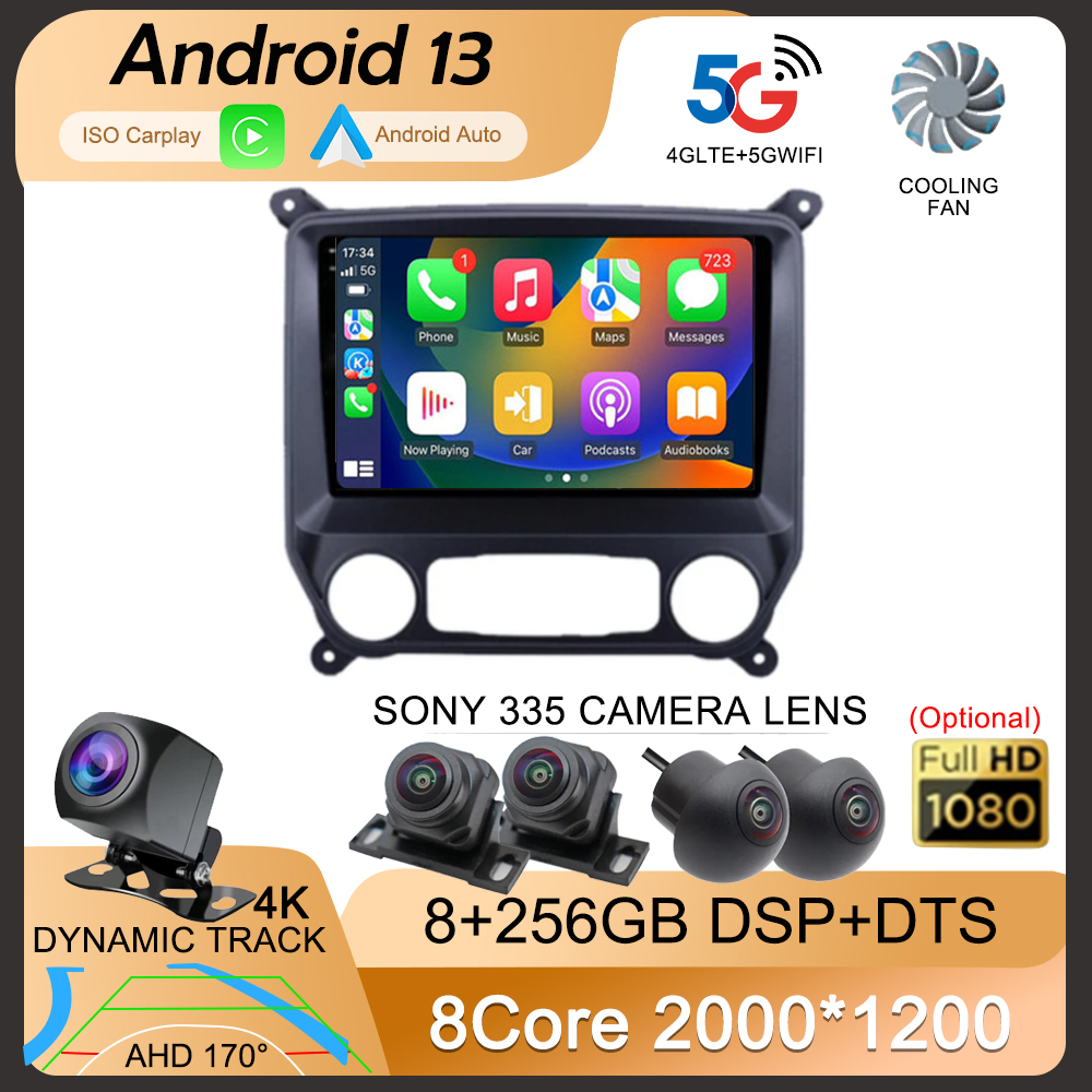Android 13 Carplay Auto Car Radio For Chevrolet Silverado 3 GMTK2 2014 2015 2016 2017 2018 Multimedia Video Player GPS Stereo 4G