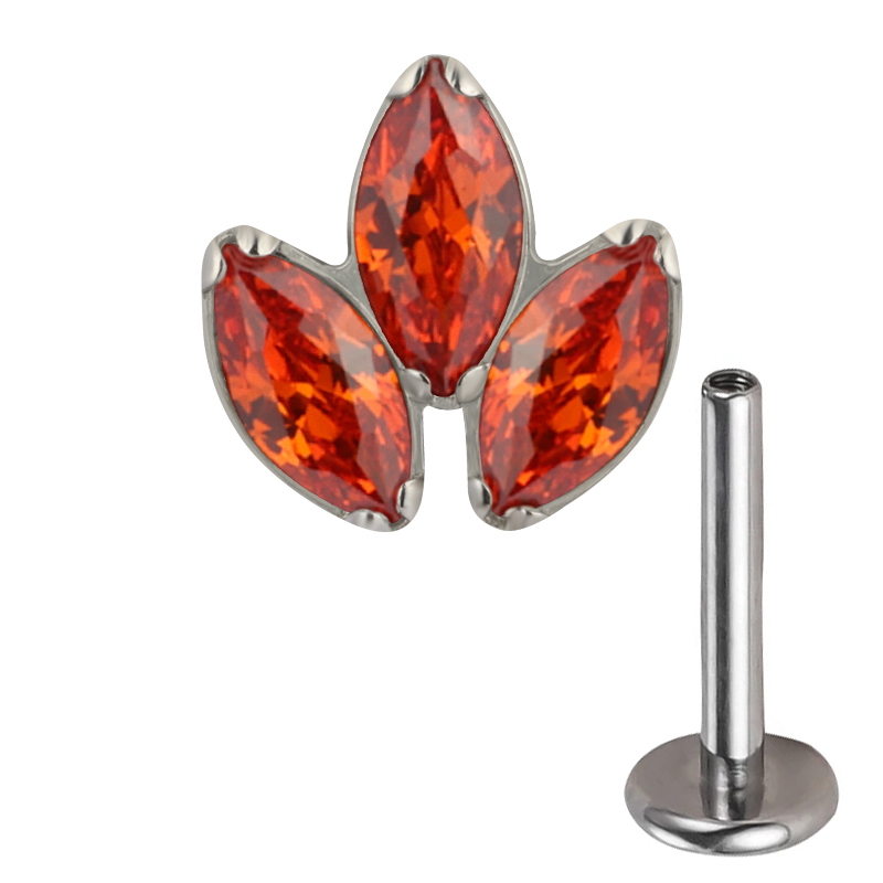 ASTM F136 Titanium Top Threaded Labret Studs Tragus Earrings Lip Tongue Stud Piercing Jewelry EAR PIERC Triangle zirconia Paved