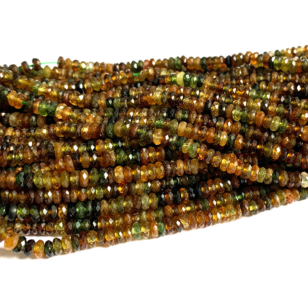 Veemake Yellow Green Tourmaline Natural Stones Gemstones Necklace Bracelets Earrings Faceted Rondelle Beads For Jewelry Making