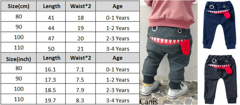 New Toddler Kid Baby Boys Big Mouth Monster Print Pants Bottom Leggings Trousers