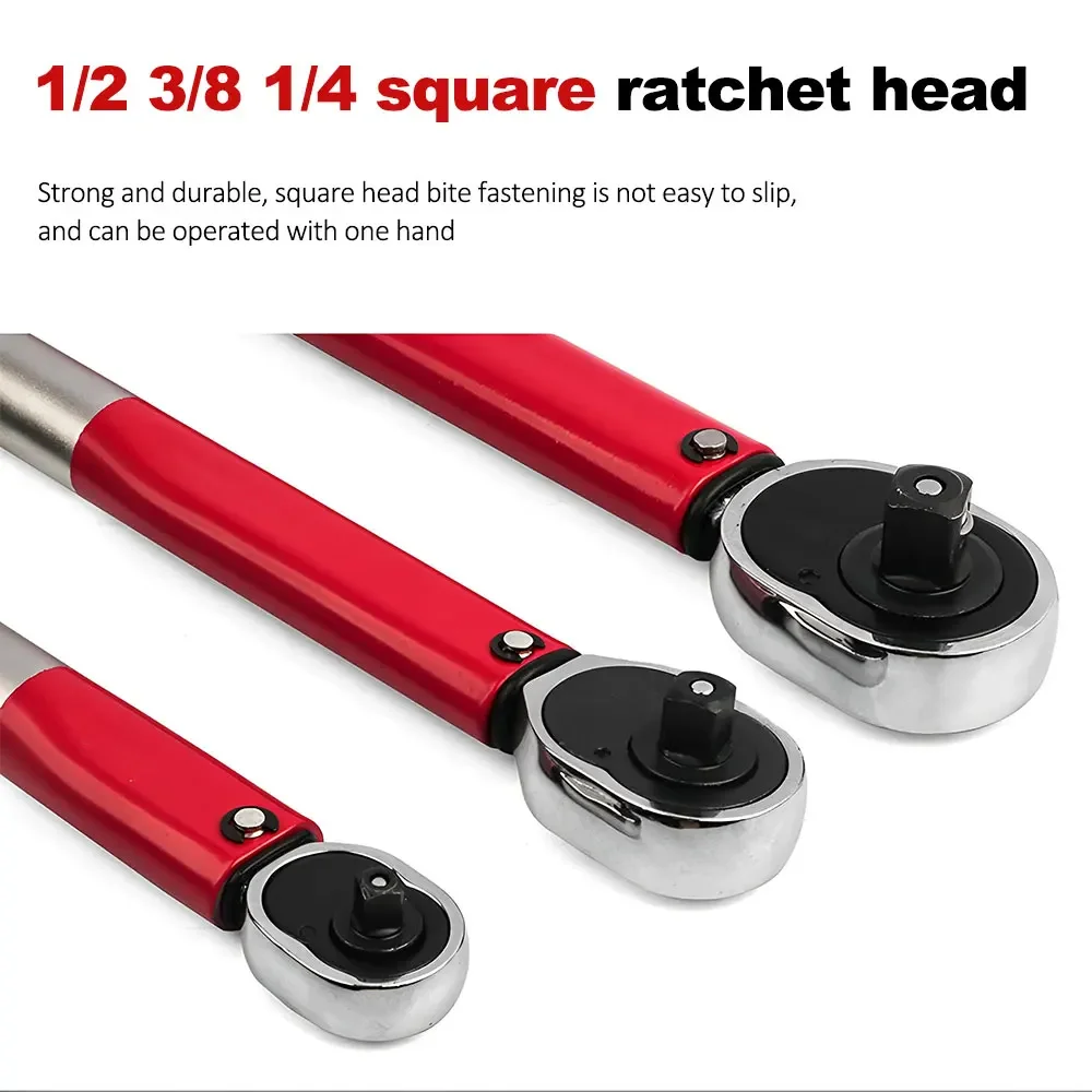 5-210N.m Torque Wrench 1/2'' 3/8'' 1/4'' Drive Click Preset Bicycle Torques Key Two-way Ratchet Car Bike Automotive Hand