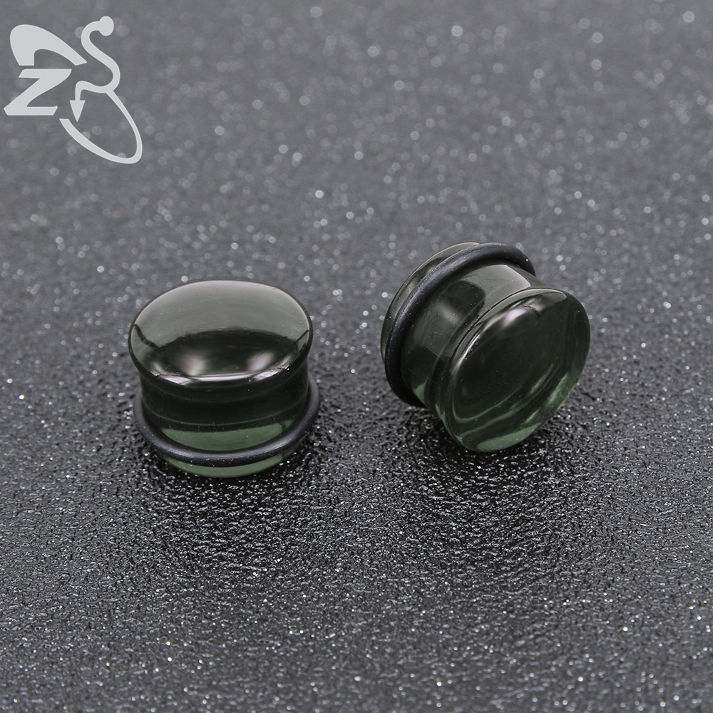 ZS 5-16MM I Pair Punk Clear Green Tunnels Plugs Men Women Transparent Glass Ear Stretcher Mushroom Ear Gauge Piercing Jewelry