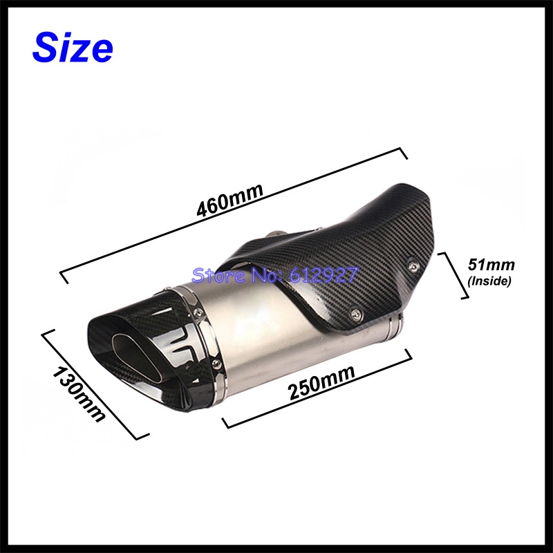 Inlet 51mm Motorcycle Exhaust Muffler End Pipe Escape Moto with Heat Shield Cover Universal for S1000RR Z900 MT10 R1 R3 R6 etc