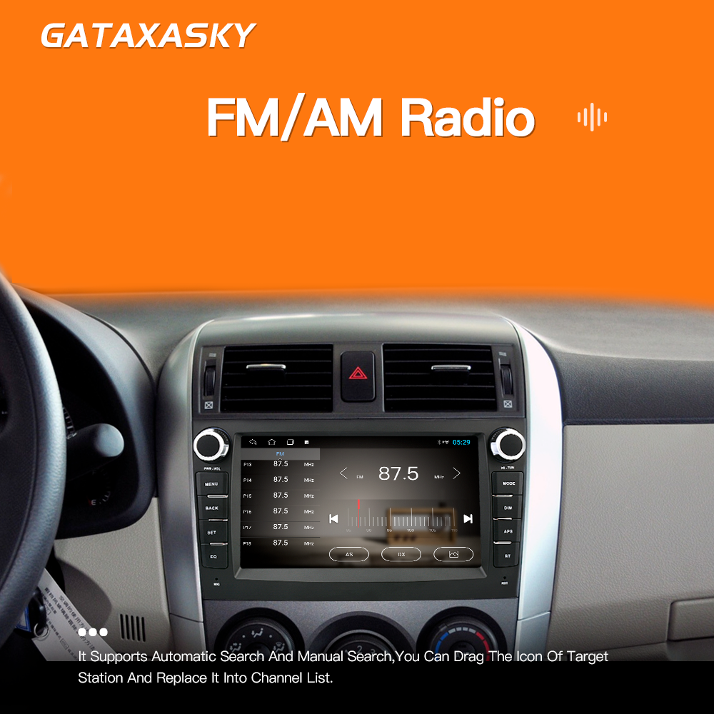 GATAXASKY 8'' Android Car Stereo Radio for Toyota Corolla E140/150 2007 2008 2009 2010 2011 2012 2013 Multimedia Player Speakers