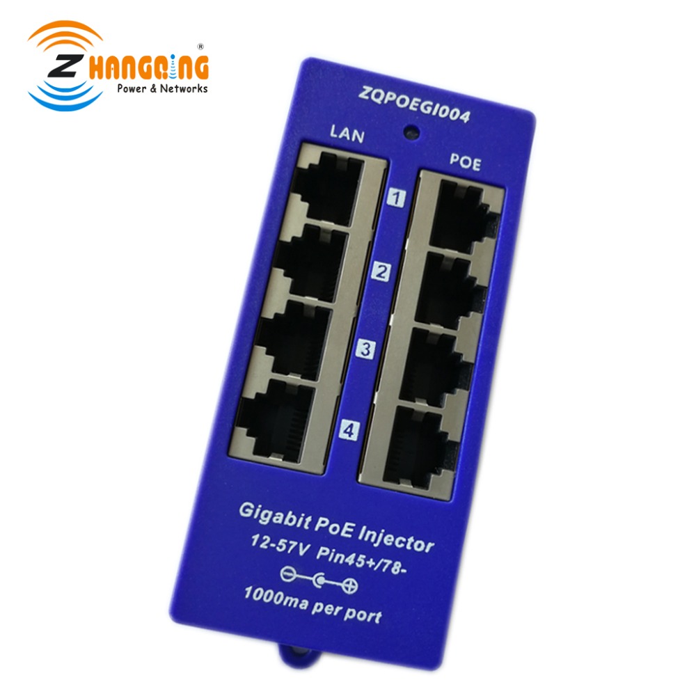 24V Gigabit Passive 4Port PoE Injector 802.3Af/at Power Over Ethernet With 24V 60W Power Supply For MikroTik Routerboard