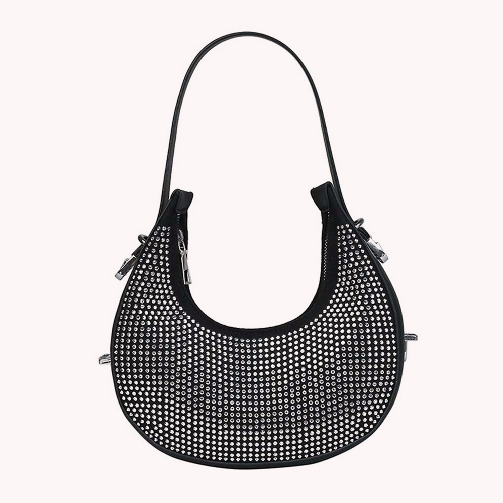 Shiny Rhie Crescent Shoulder Bag Women - Glitter Bg Underarm Purse for Wedding 4 453de