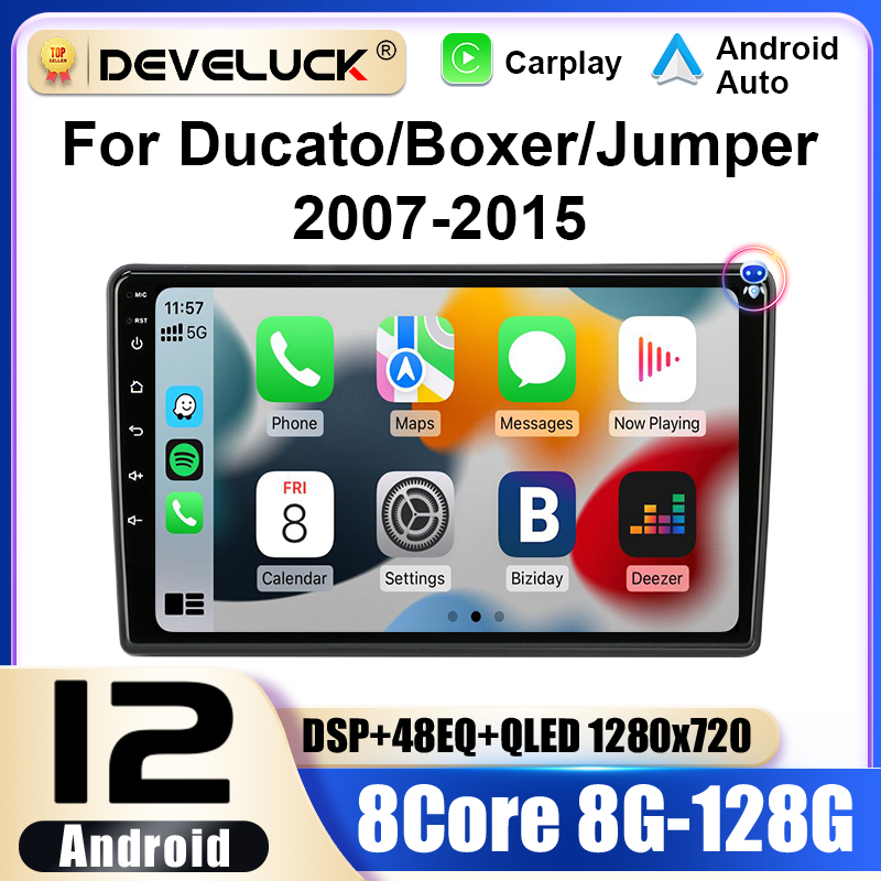 2 Din Android 12 Car Radio For Fiat Ducato Peugeot Boxer Citroen Jumper 2 2006 -2022 Multimedia Video Player Carplay Auto Stereo