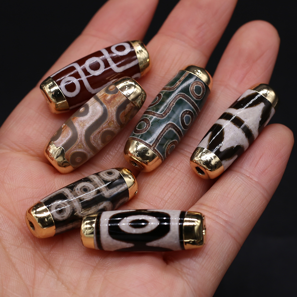 2Pcs Energy Natural Stone Pendant Cylindrical Tianzhu Beads For Jewelry Making DIY Necklace Bracelet Yoga Dzi Gift Accessory