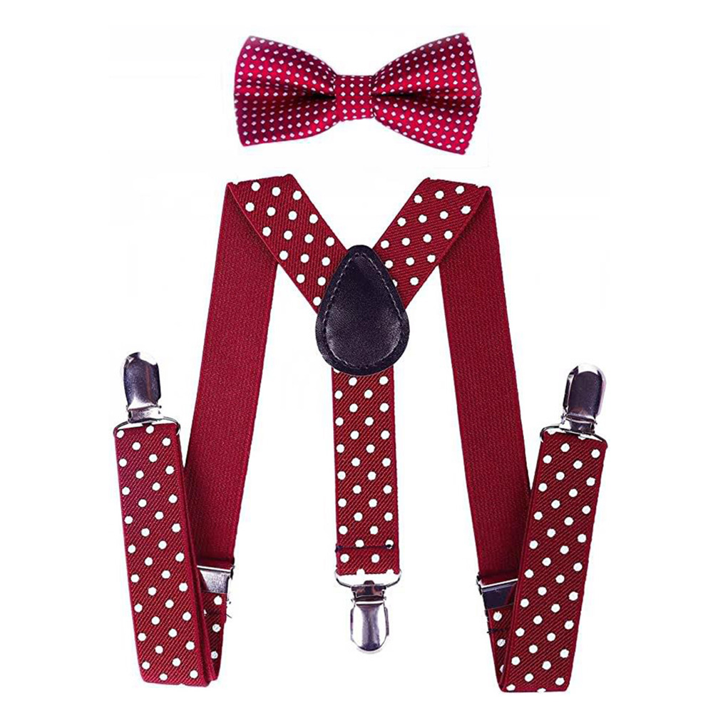 Adjustable Baby 5 Color Suspenders With Bowtie Suit Shirts Kids Bow Tie For Boy Girl Three Clip Braces Dot Vintage Accessories