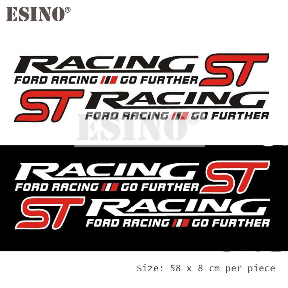 2 x Car Styling ST RACING MOTOR SPORT GO FURTHER Car Whole Body Stickers Door PVC Waterproof Vinyl Decals for Ford Fiesta Focus