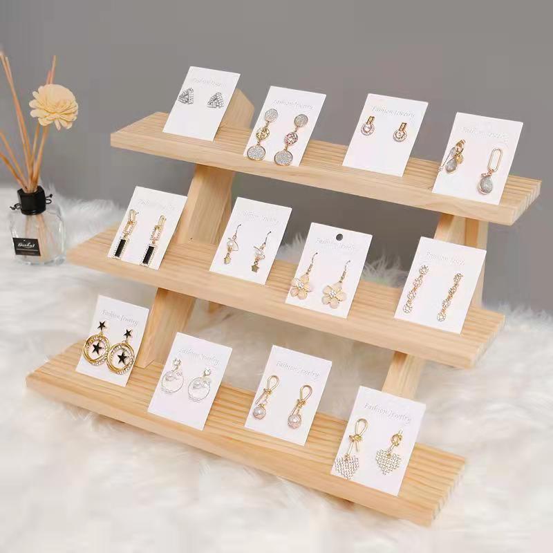 Wooden Earrings Jewelry Storage Stand Display DIY Organizer Ring Necklace Rack Ear Stud Holders Wood Base Props Wholesale Gifts