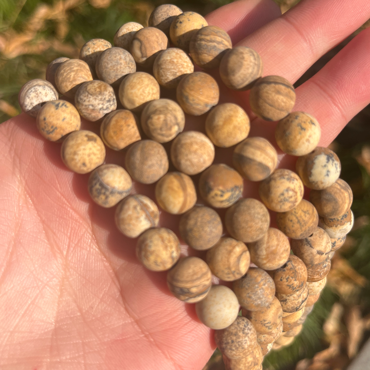 4mm-10mm Natural Stone Dull Polish Matte Picture Jasper Round Loose Spacer Beads For Jewelry Making Diy Bracelet Necklace 15''