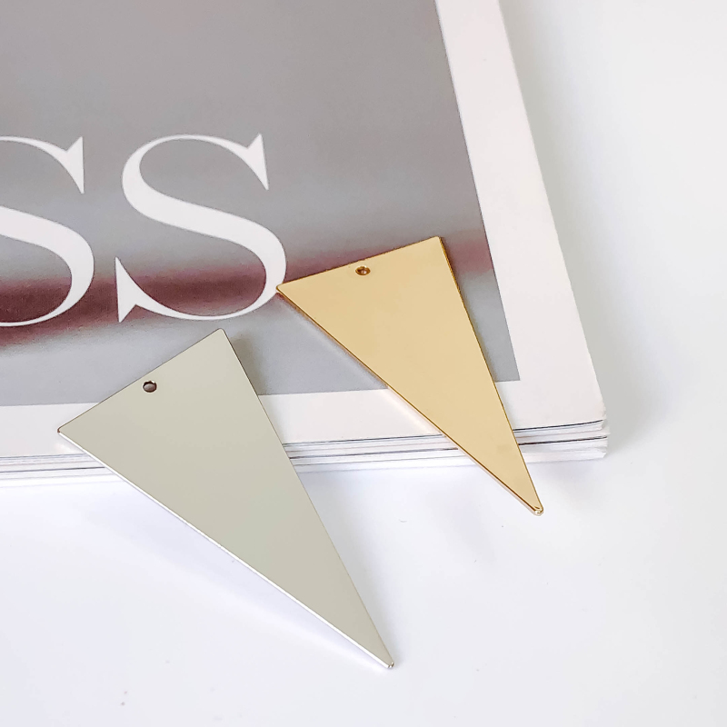 White K Gold Plated Eardrop Charms Accessories Triangle Metal Pendant Earring Necklace Making Material Jewelry Finding 8pcs