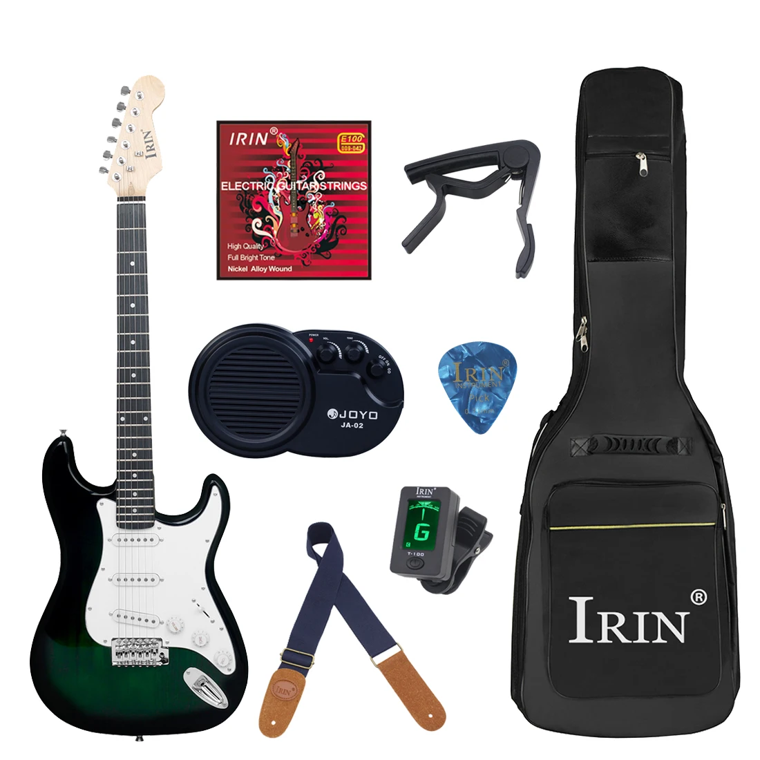 IRIN 39 Inch Electric Guitar 22 Frets Basswood Body Professional ST Electric Guitar Set with Case Guitar Accessory for Practice