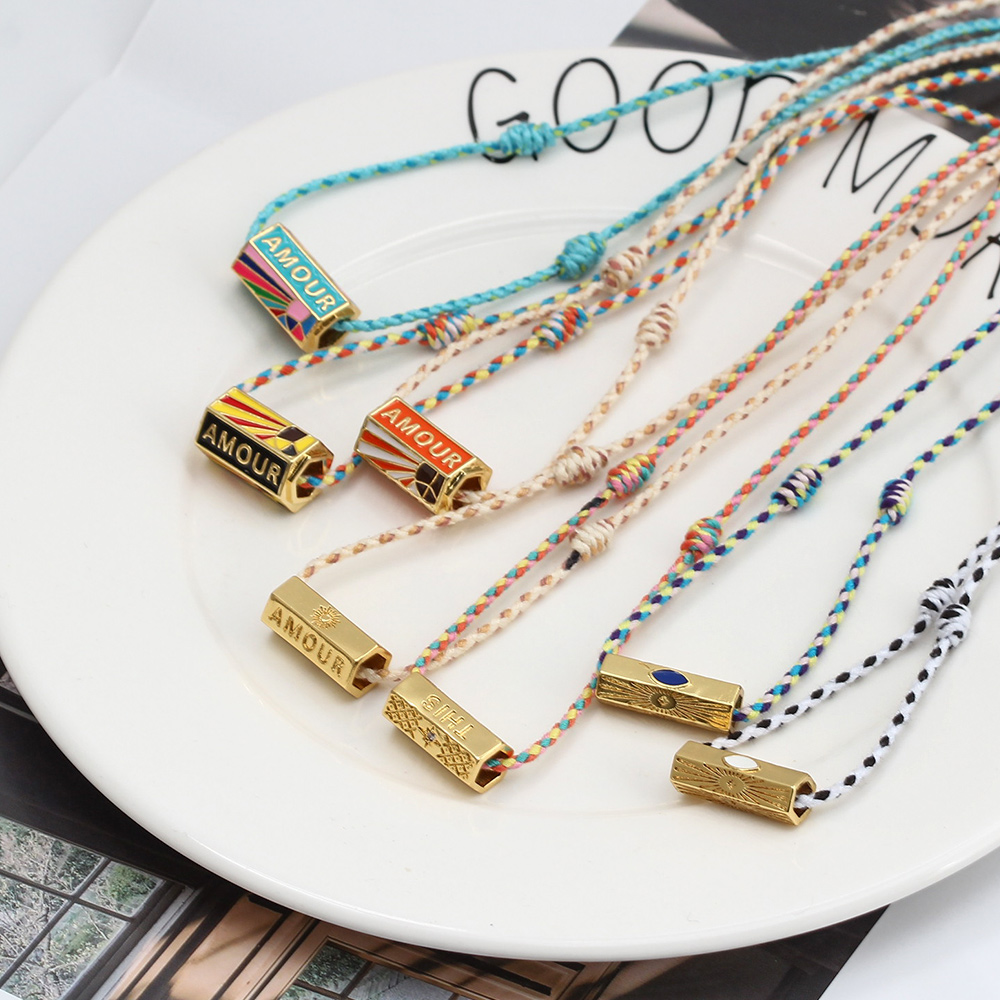 Lucky Eye Multi Color Braided Rope Necklace With Star Heart Turkish Evil Eye Pendant Necklace for Women Girls Jewelry BT178