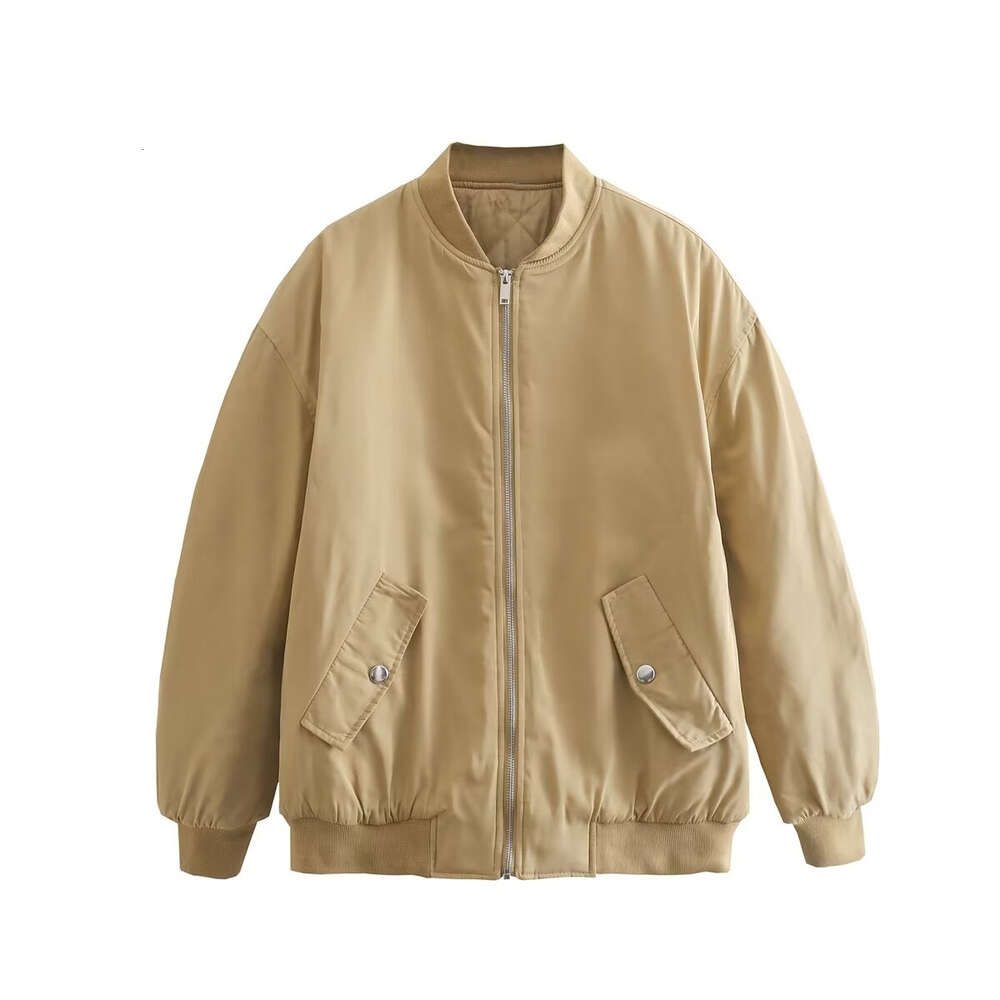 PB&ZA women's 2024 new solid color commuter versatile jacket pockets decorated with bat sleeves loose warm cotton coat F4.24#78