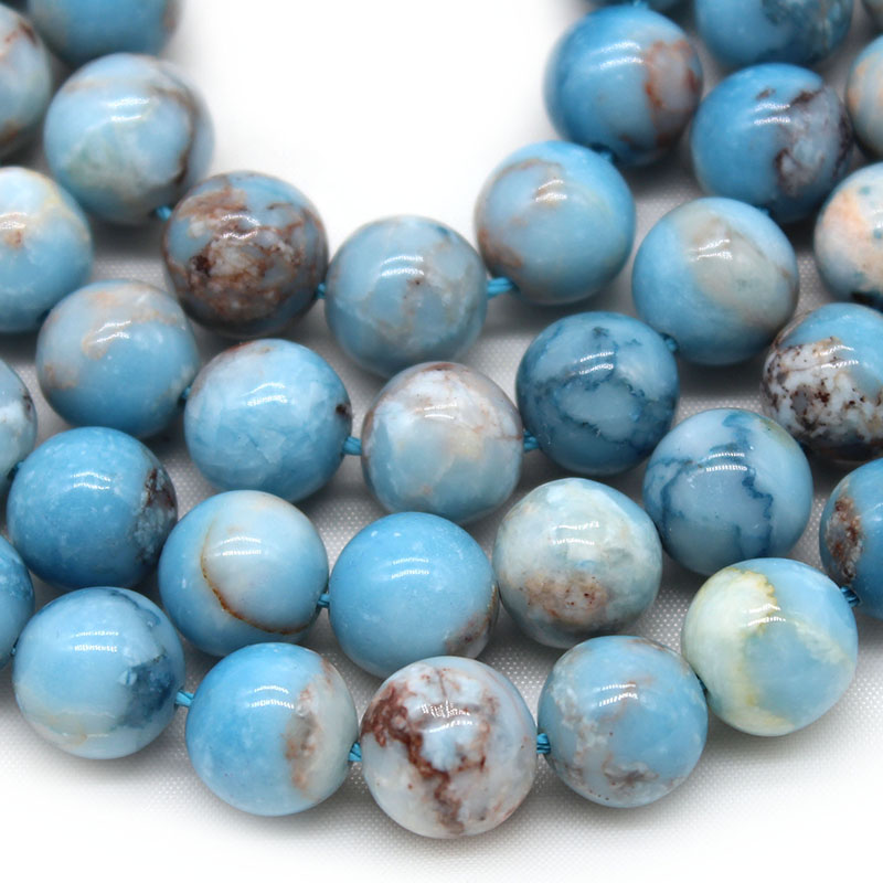 Natural Stone 6 8 10 12MM Larimar Blue Round Loose Spacer Beads for Jewelry Making DIY Bracelet Necklace Accessories 15"