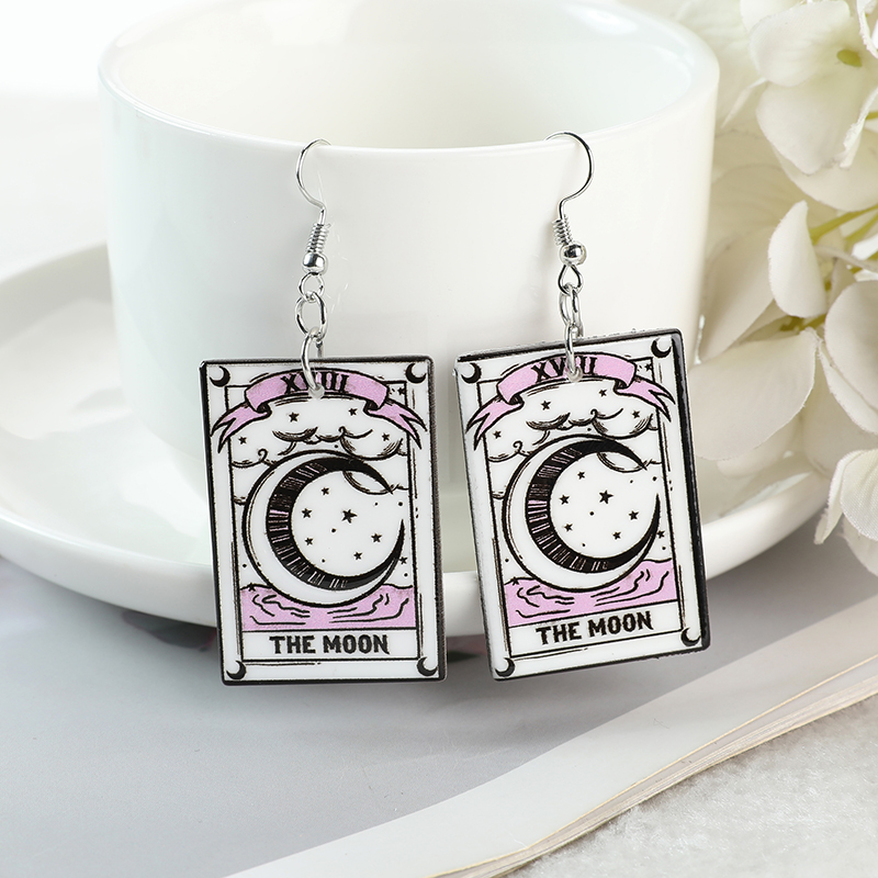 1Pair Halloween Drop Earrings Punk Witches Crafts Tarot Card Ouija Planchette Jewlery Flatback Acrylic Holiday Gifts