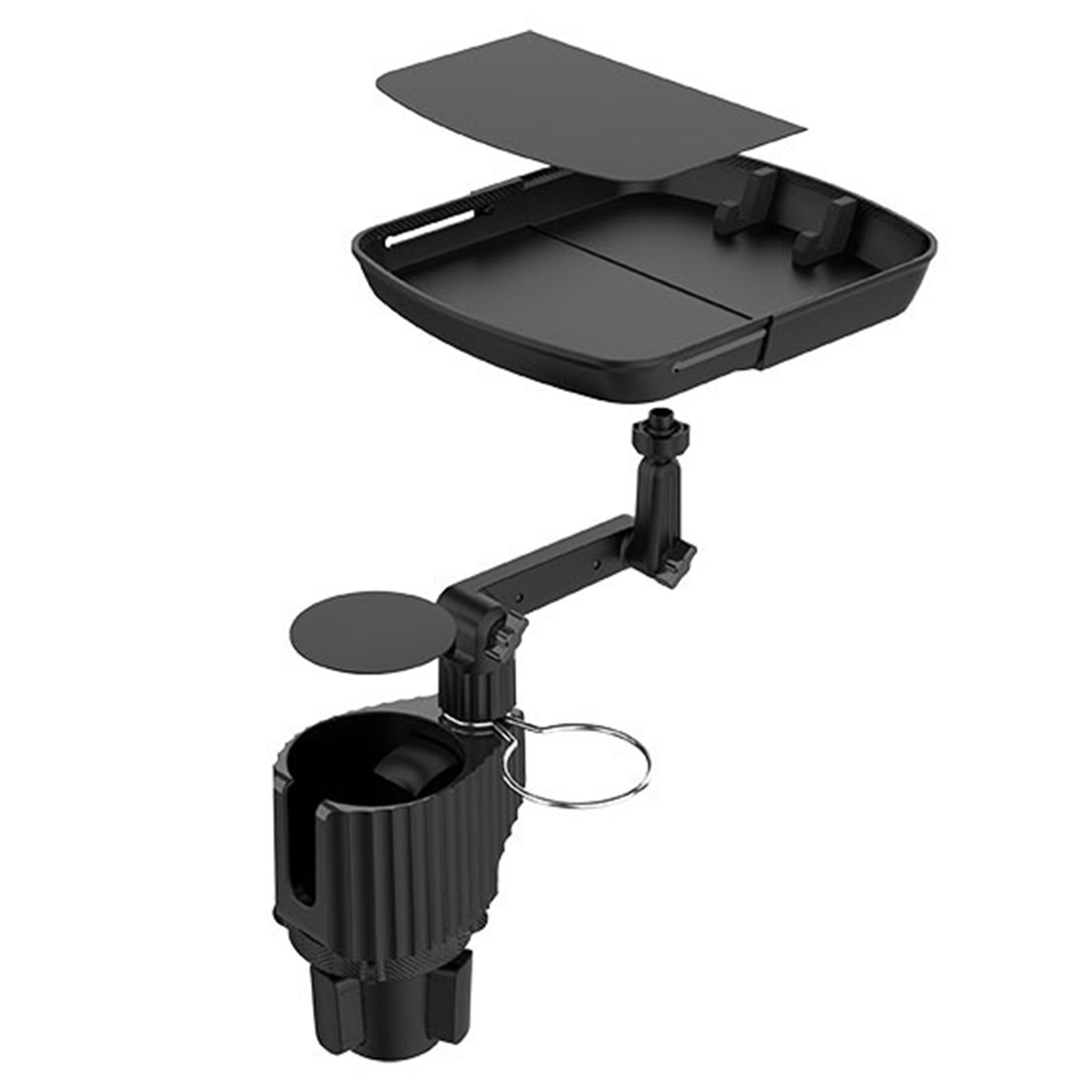 Food Square Swivel Tray - Convenient Vehicle Meals Organizer & Cup Holders