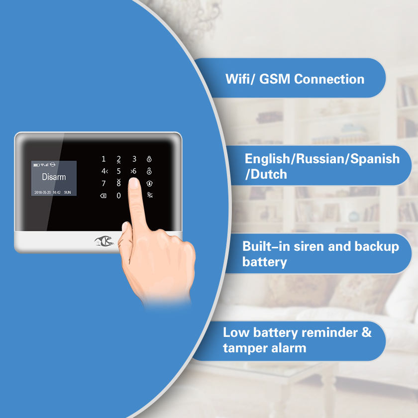 SMARSECUR Russian Spanish English H6 WIFI GSM Alarm System Security Home GSM Alarm System APP Control Alarm DIY Kit-45