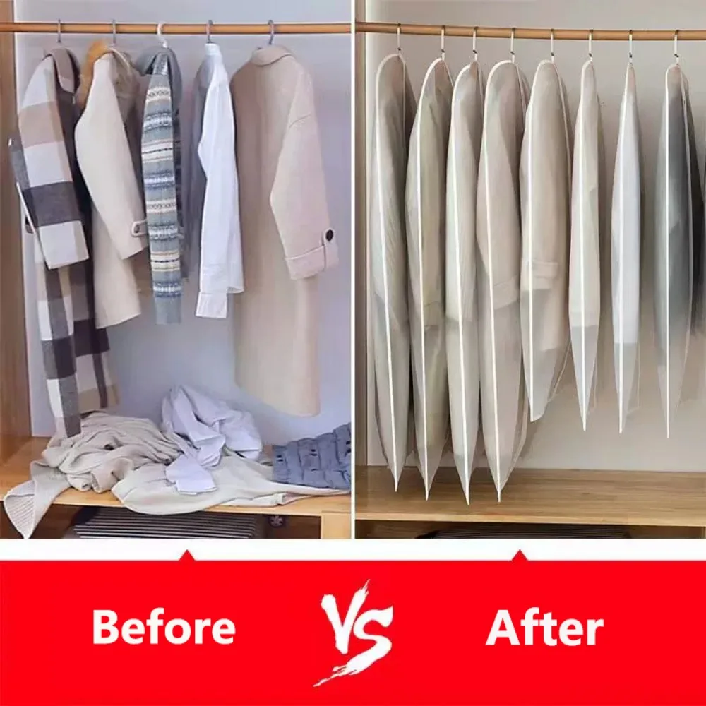 Dust Proof Garment Protector Cover Bag Fully Enclosed Clothe Cover with Zipper Suit Coat Storage Bag Hanging Clothes Storage Bag