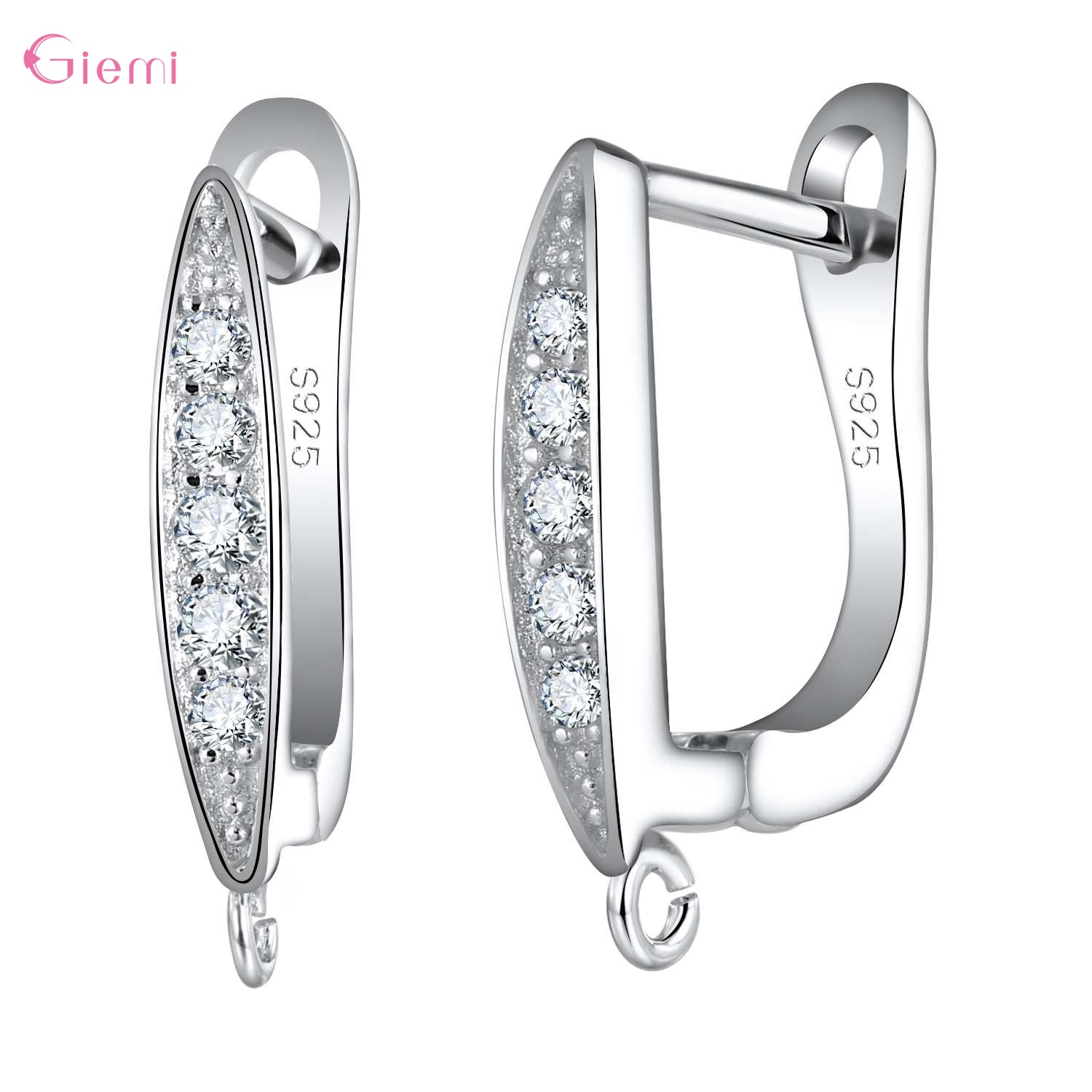 Luxury 925 Sterling Silver Cubic Zirconia Earrings Hoop Hook Clasp for DIY Jewelry Making Earring Findings Accessories