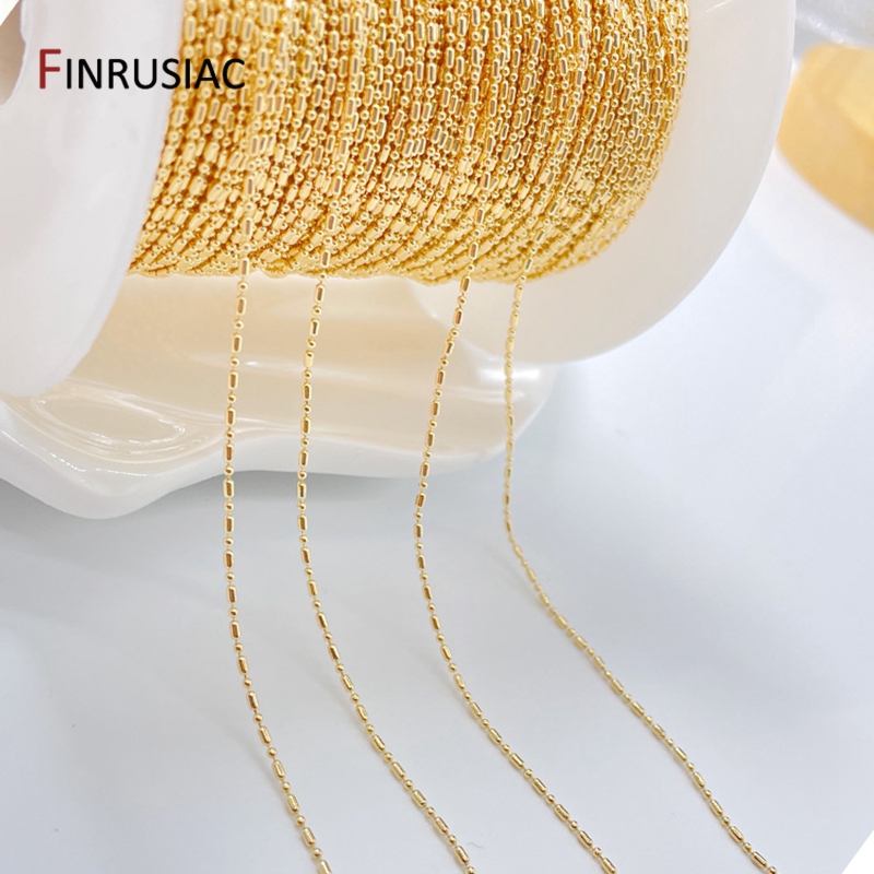 14k Real Gold Plated Metal Small Beads Chain Material For DIY Jewellery Making, Handmade Jewelry Chain Spool