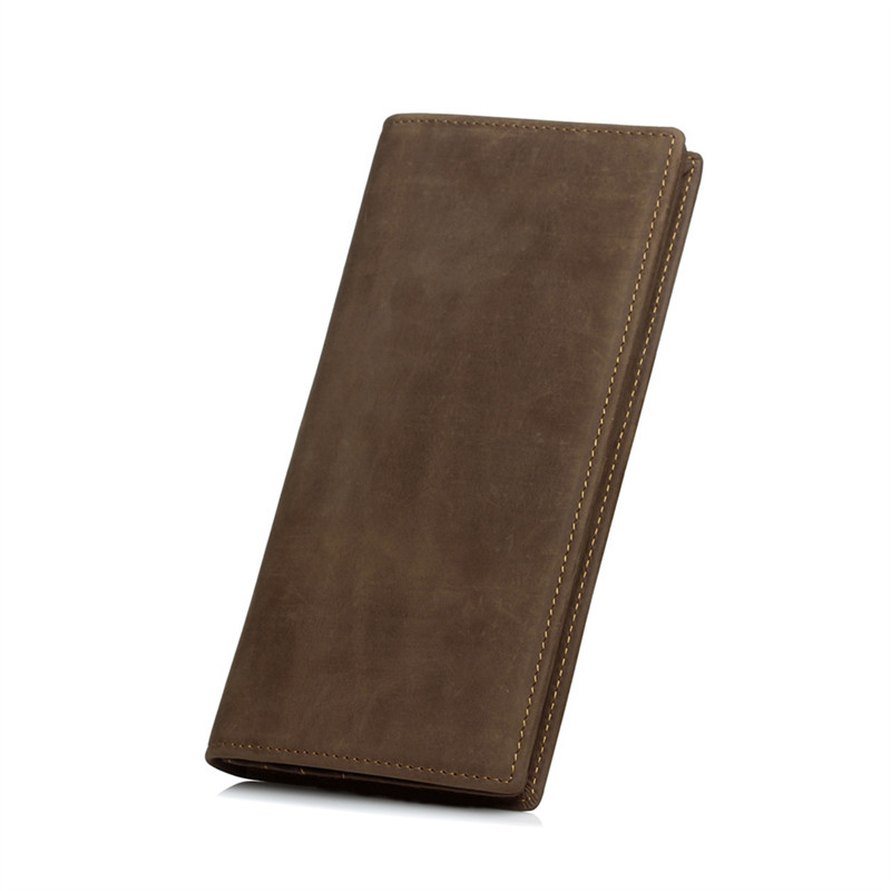 Nesitu Long Size Vintage Brown 100% Guarantee Real Skin Genuine Leather Men Wallets Cowhide Man Purse #M8030