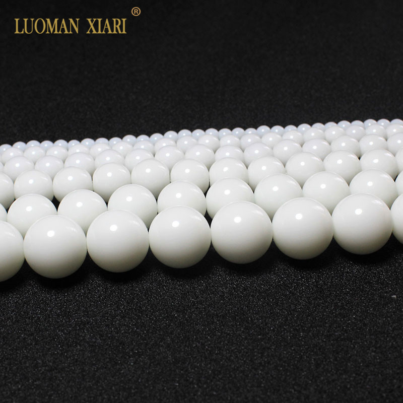 Wholesale Natural White Porcelain Stone Beads For Jewelry Making Ceramic DIY Bracelet Material 4/6/8/10/ 12/14 mm Strand 16''