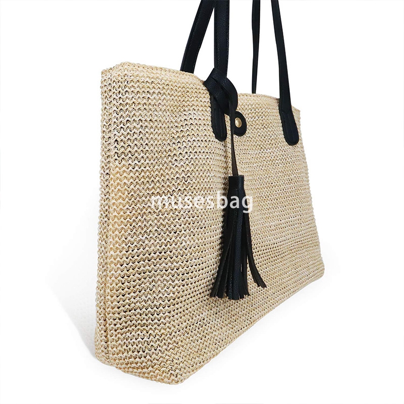 Designer women's fashion niche design vacation style practical multifunctional grass woven tote bag summer large capacity casual woven handbag