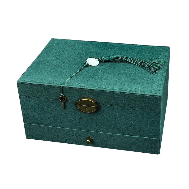 New Style Luxury Jewelry Boxes 3 Layers With Lock Large Space Organizer For Ring And Necklace Velvet Jewelry Holder 4 Color