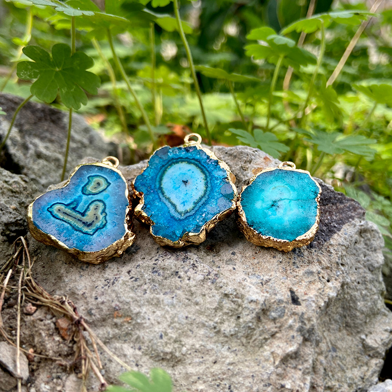 Hot Sale Natural Stone Agat Druzy Pendant Irregular Color Healing Slice Charm For Jewelry Making DIY Necklace Earrings 2pcs/lot