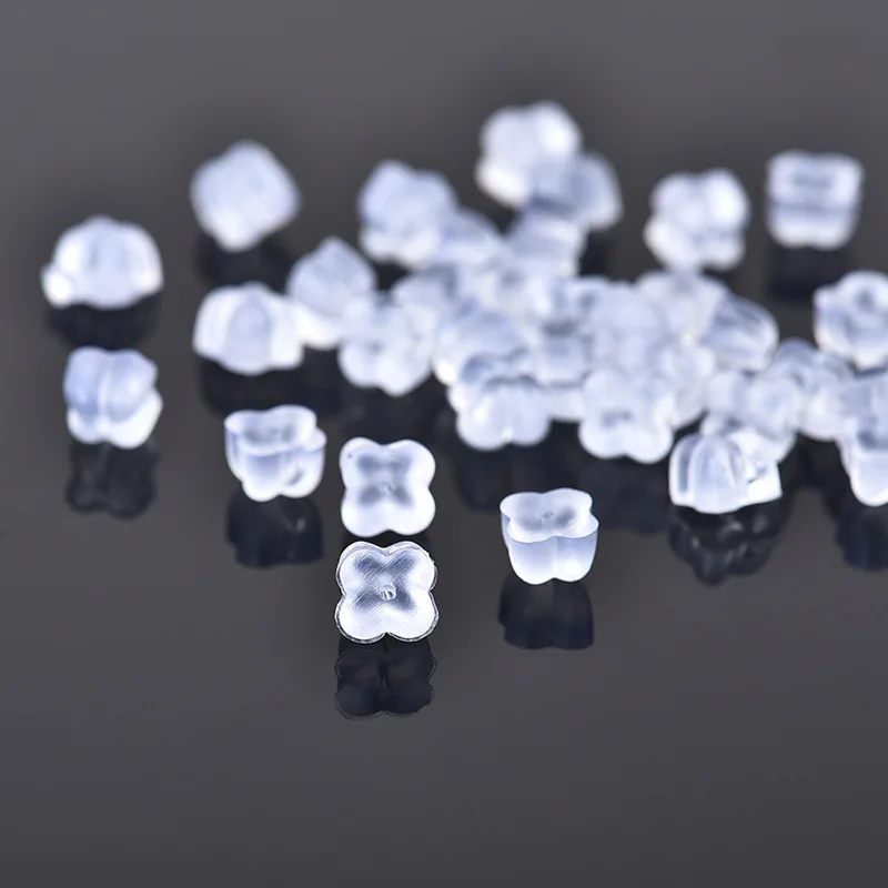 100pcs Rubber Back Silicone Round Earring Back Stoppers for Stud Earrings Earnuts Butterfly Flat Ear Plugs DIY Findings