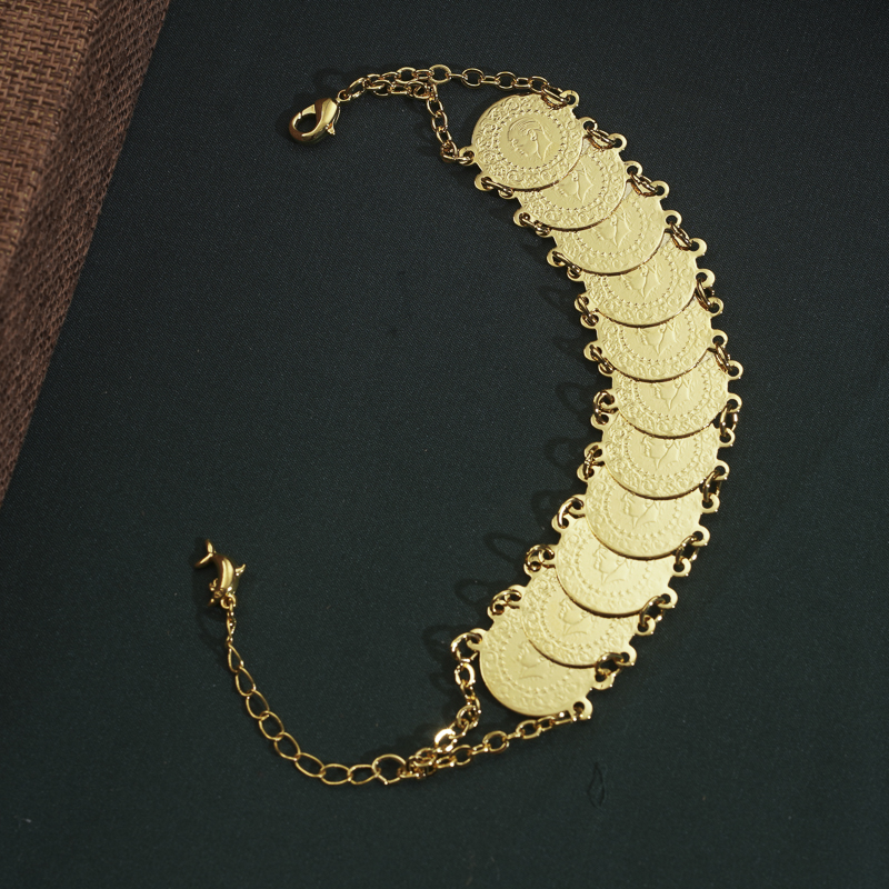 Wholesale Turkish Coin Bracelets Dubai Muslim Middle East Charm Bracelets Ladies Jewelry Wedding Gifts Algeria Ladies Bracelets